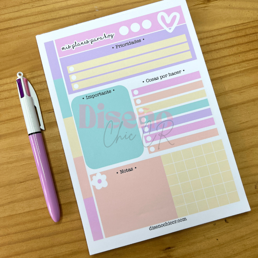 Planificador diario en colores pastel