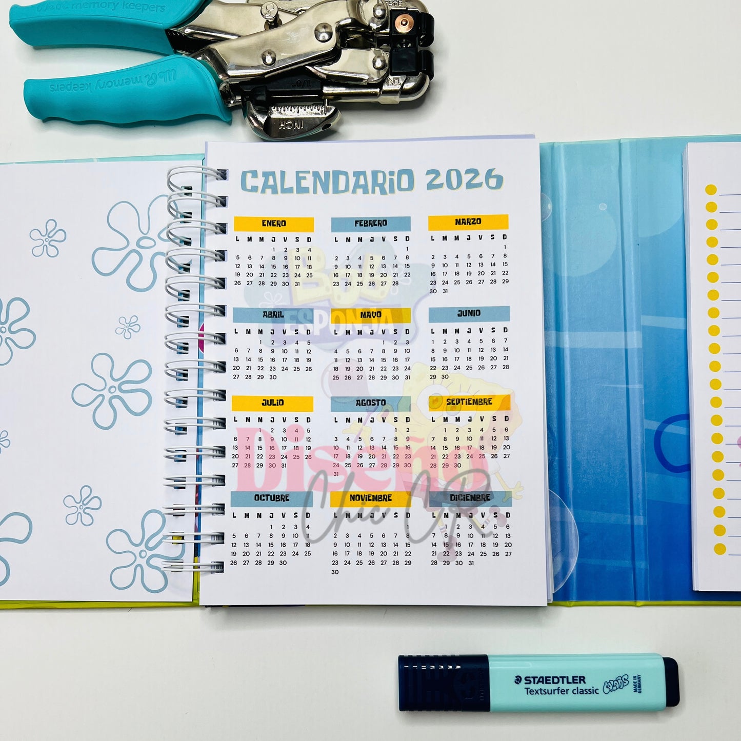 Cuaderno y libreta de pendientes inspirado en Bob Esponja