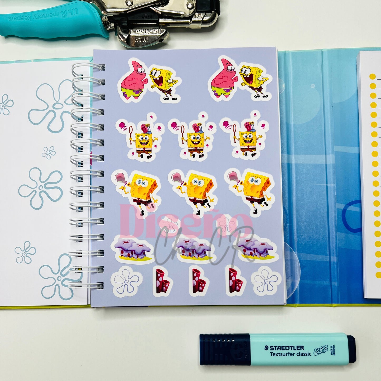 Cuaderno y libreta de pendientes inspirado en Bob Esponja